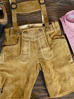 Suede Lederhosen Tillich Golden Brown Men German Outfit
